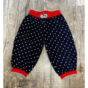 Vintage Polka Dot Corduroy Pants Kids 24 Months Navy Blue Red Heart Buttons
